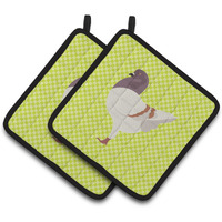 "Caroline's Treasures German Modena Pigeon Green Decorated Pot Holder, 7.5"" x 7.5"""