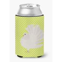"Caroline's Treasures Silver Fantail Pigeon Green Decorative Can Hugger, Multicolor"