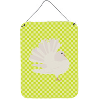 "Caroline's Treasures Silver Fantail Pigeon Green Metal Print, 16hx12w, Multicolor"