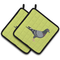 "Caroline's Treasures Racing Pigeon Green Decorated Pot Holder, 7.5"" x 7.5"""