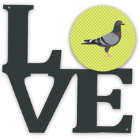 "Caroline's Treasures Racing Pigeon Green Metal Artwork Love wall-decor, Multicolor"