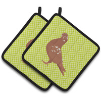 "Caroline's Treasures African Owl Pigeon Green Decorated Pot Holder, 7.5"" x 7.5"""