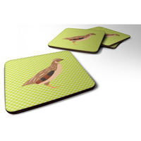 "Caroline's Treasures Golden Phoenix Quail Green Decorative Coasters, 3.5"", Multicolor"