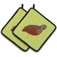 "Caroline's Treasures Chinese Painted or King Quail Green Decorated Pot Holder, 7.5"" x 7.5"""