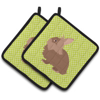 "Caroline's Treasures Lionhead Rabbit Green Decorated Pot Holder, 7.5"" x 7.5"""