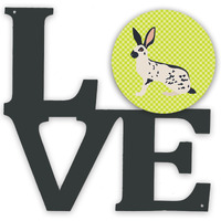 "Caroline's Treasures English Spot Rabbit Green Metal Artwork Love wall-decor, Multicolor"