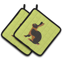 "Caroline's Treasures Tan Rabbit Green Decorated Pot Holder, 7.5"" x 7.5"""