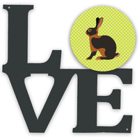 "Caroline's Treasures Tan Rabbit Green Metal Artwork Love wall-decor, Multicolor"