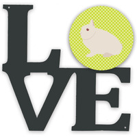 "Caroline's Treasures Hermelin Rabbit Green Metal Artwork Love wall-decor, Multicolor"