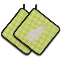 "Caroline's Treasures New Zealand White Rabbit Green Decorated Pot Holder, 7.5"" x 7.5"""