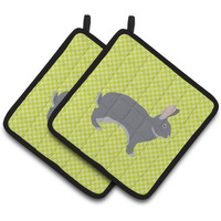 "Caroline's Treasures Giant Chinchilla Rabbit Green Decorated Pot Holder, 7.5"" x 7.5"""