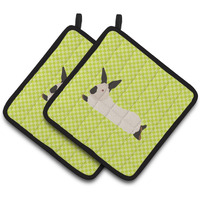 "Caroline's Treasures California White Rabbit Green Decorated Pot Holder, 7.5"" x 7.5"""