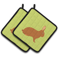 "Caroline's Treasures Rex Rabbit Green Decorated Pot Holder, 7.5"" x 7.5"""