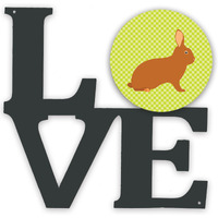 "Caroline's Treasures Rex Rabbit Green Metal Artwork Love wall-decor, Multicolor"
