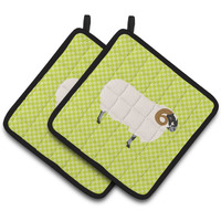 "Caroline's Treasures Scottish Blackface Sheep Green Decorated Pot Holder, 7.5"" x 7.5"""