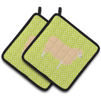 "Caroline's Treasures English Leicester Longwool Sheep Green Decorated Pot Holder, 7.5"" x 7.5"""