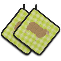"Caroline's Treasures East Friesian Sheep Green Decorated Pot Holder, 7.5"" x 7.5"""