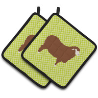 "Caroline's Treasures Merino Sheep Green Decorated Pot Holder, 7.5"" x 7.5"""
