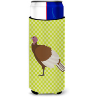 "Caroline's Treasures Bourbon Red Turkey Hen Green Decorative Can Hugger, Slim, Multicolor"