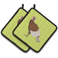 "Caroline's Treasures Bourbon Red Turkey Hen Green Decorated Pot Holder, 7.5"" x 7.5"""