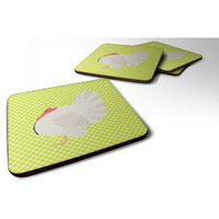 "Caroline's Treasures White Holland Turkey Green Decorative coasters, 3.5, Multicolor"