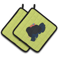 "Caroline's Treasures Norfolk Black Turkey Green Decorated Pot Holder, 7.5"" x 7.5"""