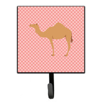 "Caroline's Treasures Arabian Camel Dromedary Pink Check Wall Hook, Small, Multicolor"