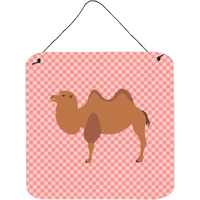 "Caroline's Treasures Pink Bactrian Camel Check Metal Print, 6hx6w"