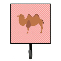 "Caroline's Treasures Bactrian Camel Pink Check Wall Hook, Small, Multicolor"