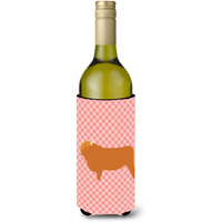 "Caroline's Treasures Highland Cow Pink Check Decorative Bottle Hugger, 750 ml, Multicolor"