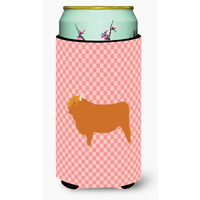 "Caroline's Treasures Highland Cow Pink Check Decorative Can Hugger, Tall Boy, Multicolor"