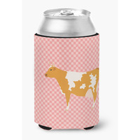 "Caroline's Treasures Guernsey Cow Pink Check Decorative Can Hugger, Multicolor"