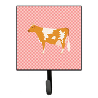 "Caroline's Treasures Guernsey Cow Pink Check Wall Hook, Small, Multicolor"