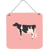 "Caroline's Treasures Pink Holstein Cow Check Metal Print, 6hx6w"