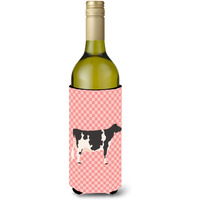 "Caroline's Treasures Holstein Cow Pink Check Decorative Bottle Hugger, 750 ml, Multicolor"