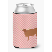 "Caroline's Treasures Ankole-Watusu Cow Pink Check Decorative Can Hugger, Multicolor"