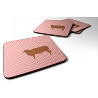 "Caroline's Treasures Ankole-Watusu Cow Pink Check Decorative coasters, 3.5, Multicolor"