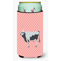 "Caroline's Treasures Hungarian Grey Steppe Cow Pink Check Decorative Can Hugger, Tall Boy, Multicolor"