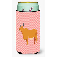 "Caroline's Treasures Zebu Indicine Cow Pink Check Decorative Can Hugger, Tall Boy, Multicolor"