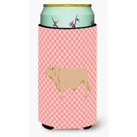 "Caroline's Treasures Charolais Cow Pink Check Decorative Can Hugger, Tall Boy, Multicolor"