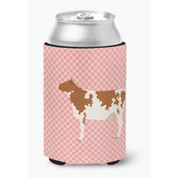 "Caroline's Treasures Ayrshire Cow Pink Check Decorative Can Hugger, Multicolor"