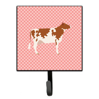 "Caroline's Treasures Ayrshire Cow Pink Check Wall Hook, Small, Multicolor"