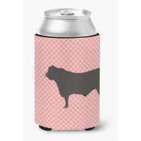 "Caroline's Treasures Black Angus Cow Pink Check Decorative Can Hugger, Multicolor"