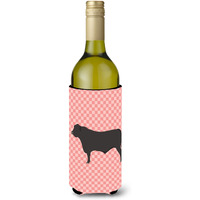 "Caroline's Treasures Black Angus Cow Pink Check Decorative Bottle Hugger, 750 ml, Multicolor"