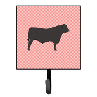 "Caroline's Treasures Black Angus Cow Pink Check Wall Hook, Small, Multicolor"