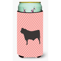 "Caroline's Treasures Black Angus Cow Pink Check Decorative Can Hugger, Tall Boy, Multicolor"