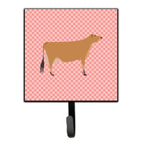 "Caroline's Treasures Jersey Cow Pink Check Wall Hook, Small, Multicolor"