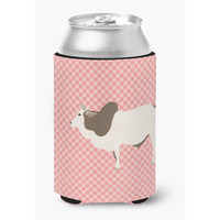 "Caroline's Treasures Malvi Cow Pink Check Decorative Can Hugger, Multicolor"