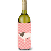 "Caroline's Treasures Malvi Cow Pink Check Decorative Bottle Hugger, 750 ml, Multicolor"