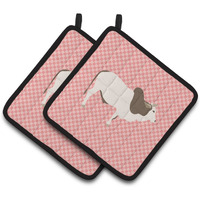 "Caroline's Treasures Malvi Cow Pink Check Decorated Pot Holder, 7.5"" x 7.5"""